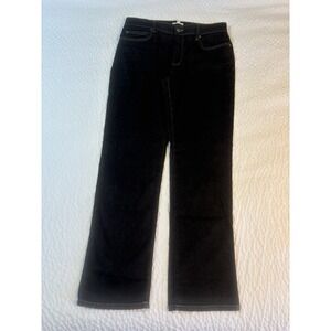 Eileen Fisher Jeans Women's 12 Black Denim White Stitching Organic Cotton‎ Dark